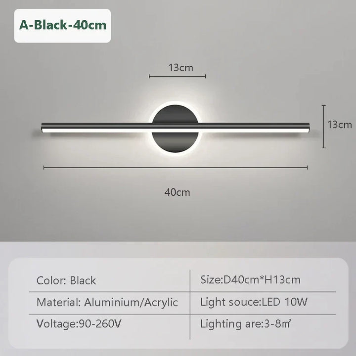 LED Vägglampa LineaLux | Svart &amp; Guld | 40/60/80 cm | Varm, Kall &amp; Tre-färgs Ljus | Modern Spegel &amp; Väggbelysning