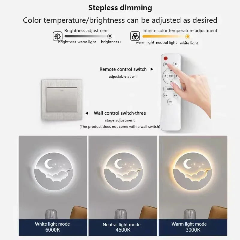 Magisk LED Vägglampa – Måne &amp; Stjärnor Nattlampa