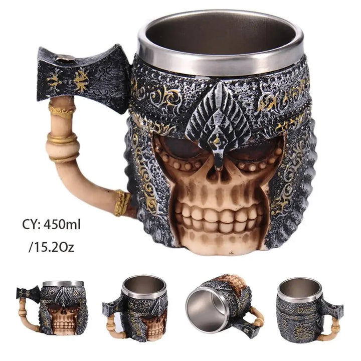 Medeltida Drak Resin Rostfritt Stål Mugg som Kaffe Mugg eller Te Mugg