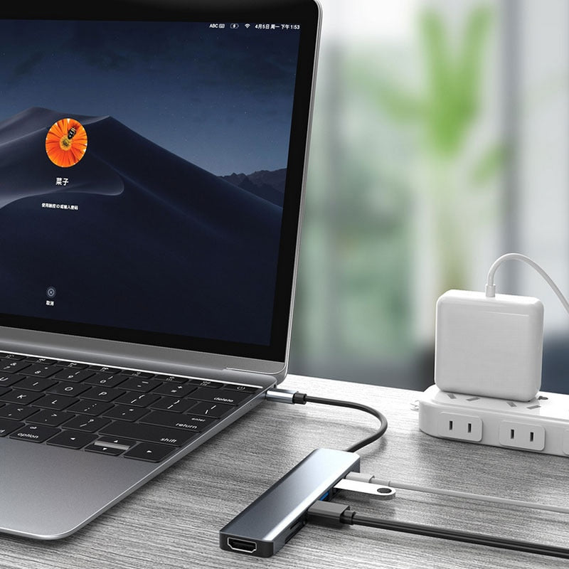 Thunderbolt 3 USB-C Hub med HDMI, PD, SD/TF för MacBook Air M1 och iPad Pro
