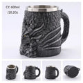 Medeltida Drak Resin Rostfritt Stål Mugg som Kaffe Mugg eller Te Mugg