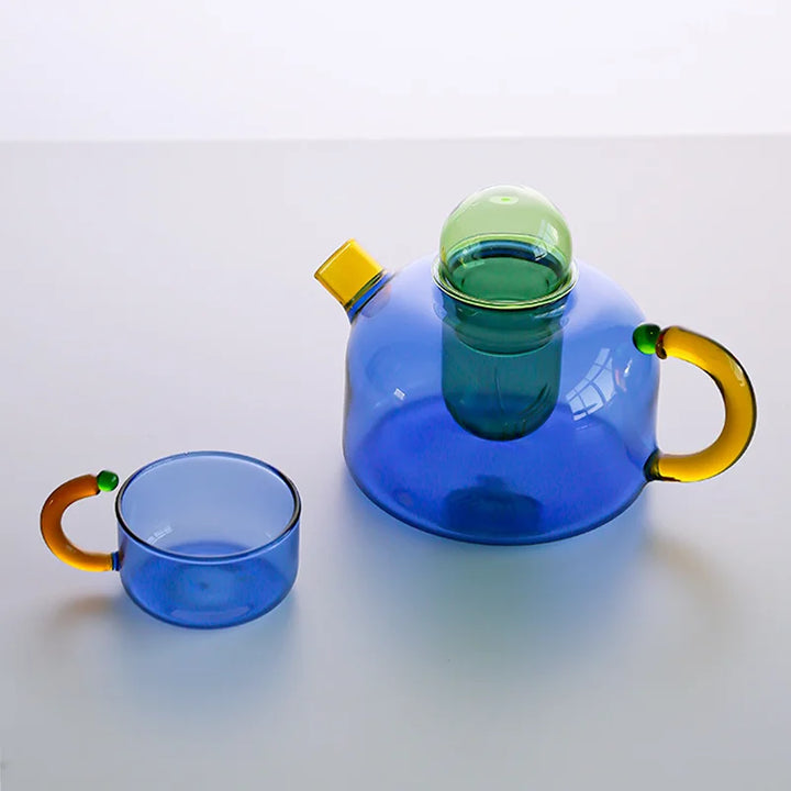 Kontrastfärgad Glas Te-set