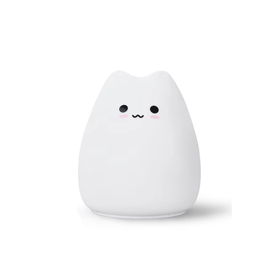 Charmig katt silikon nattlampa med 7-färgs touchsensor