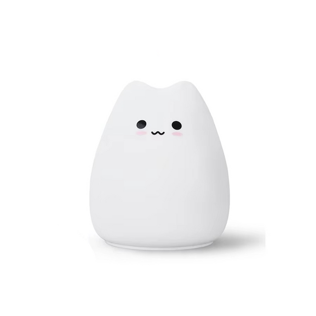 Charmig katt silikon nattlampa med 7-färgs touchsensor