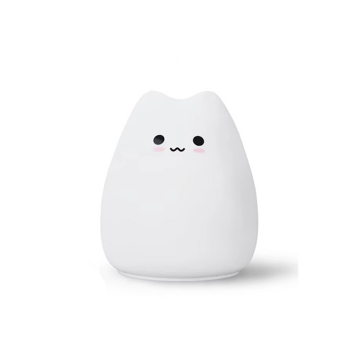 Charmig katt silikon nattlampa med 7-färgs touchsensor