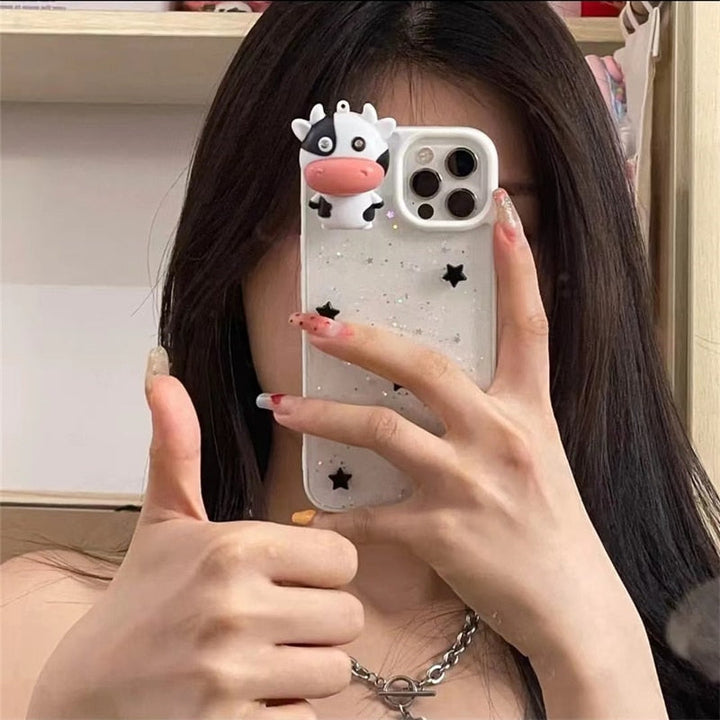 Glödande Ko 3D Transparent iPhone-fodral