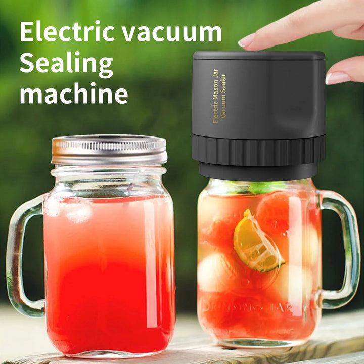 Elektrisk Mason Jar Vakuumförseglingsset - Trådlös Förseglare för Vidöppna och Vanliga Mason Burkar - Idealisk för Livsmedelsförvaring