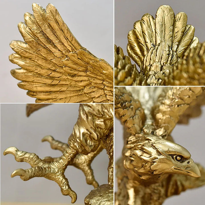 Resin Golden Eagle Statue Art Animal Model Collection Ornament Hemmakontor Skrivbord Feng Shui Dekor Figurer enkel
