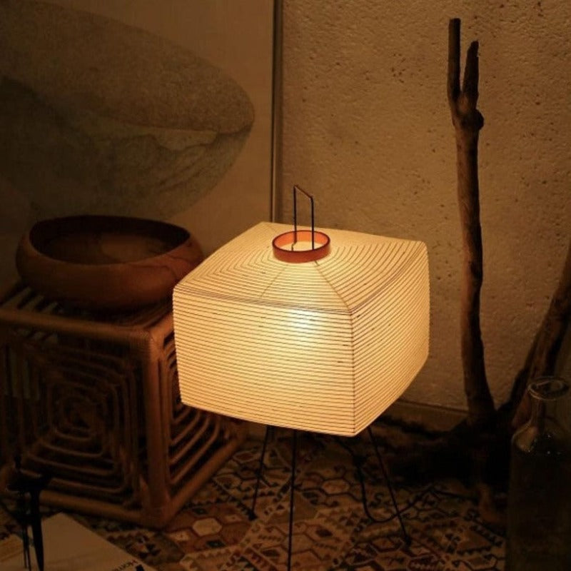 Japansk kreativ pappersgolvlampa med stativ