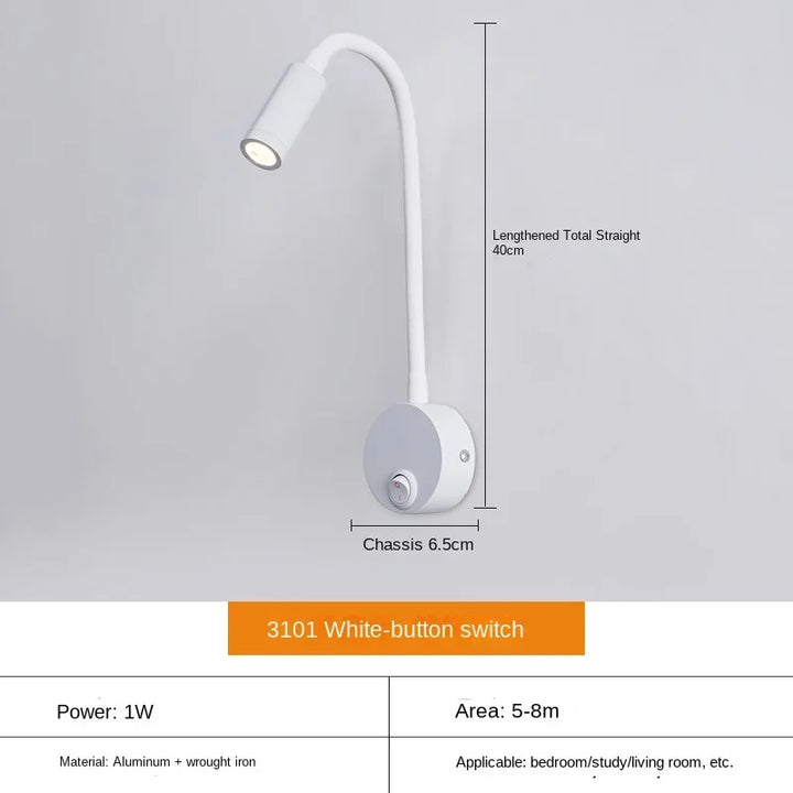 Mångsidig LED Vägglampa: Modern, Flexibel, Perfekt för Läsning i Sängen