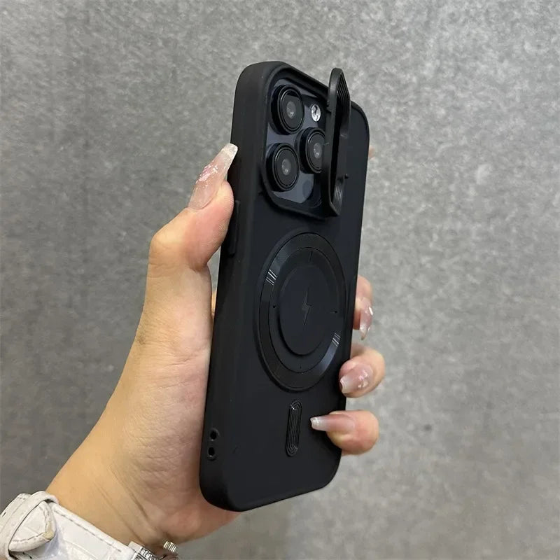 Magnetisk Mjuk Handleds Stativ Linsskydd iPhone Fodral