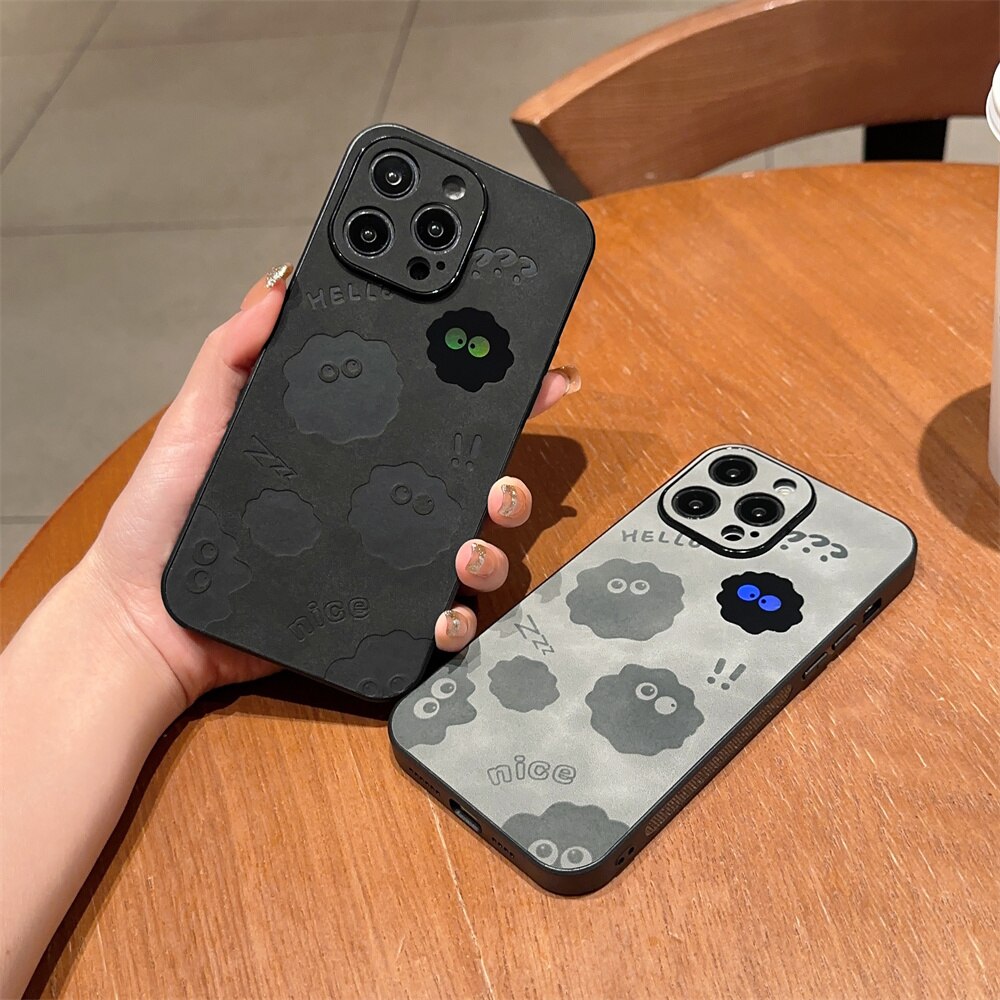 Söt Monster Stötbeständig Läder iPhone Fodral