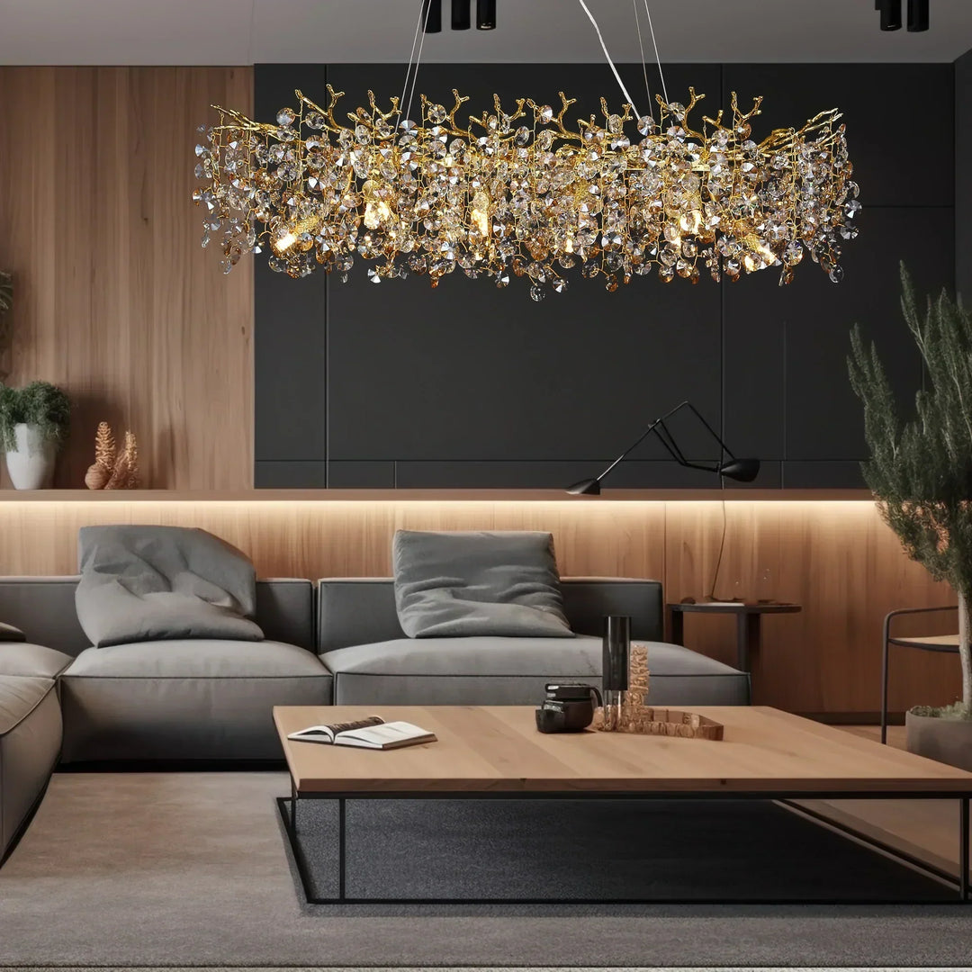 Lång Kristallpendellampa | Nordisk LED Ö-lampa med Fjärrkontroll (G9)