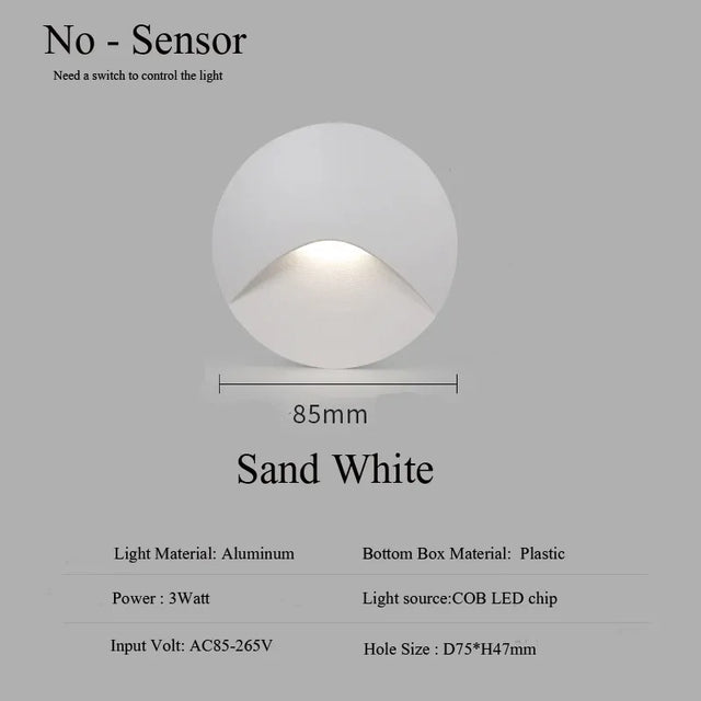 Modern vattentät IP65 LED infälld vägglampa för utomhusbelysning - 3W inbyggd trapp- och balkongportalbelysning