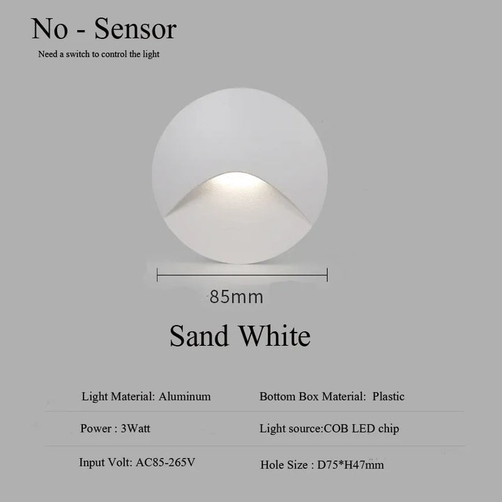 Modern vattentät IP65 LED infälld vägglampa för utomhusbelysning - 3W inbyggd trapp- och balkongportalbelysning