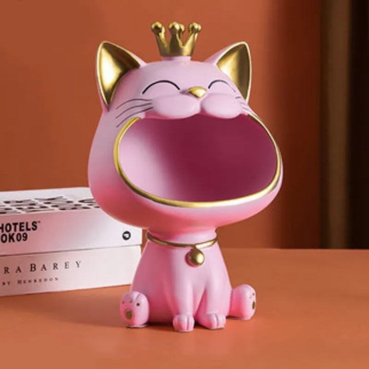 Fortune Crown Big Mouth Cat Entrance Nyckelhållare Dekorativ Ornament, Lätt Lyxig Inflyttningspresent Skulptur