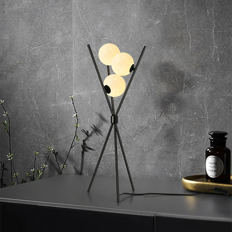 LunaGlow 3D Månlampa golvlampa med modern design och stativ LED!