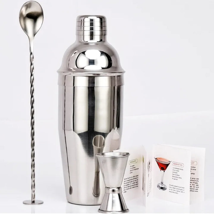 550 ml/750 ml Rostfritt Stål Cocktail Shaker Mixer Dryck Bartender Set Bar Set Verktyg Med Vinställ Stativ Verktyg för Födelsedagspresent
