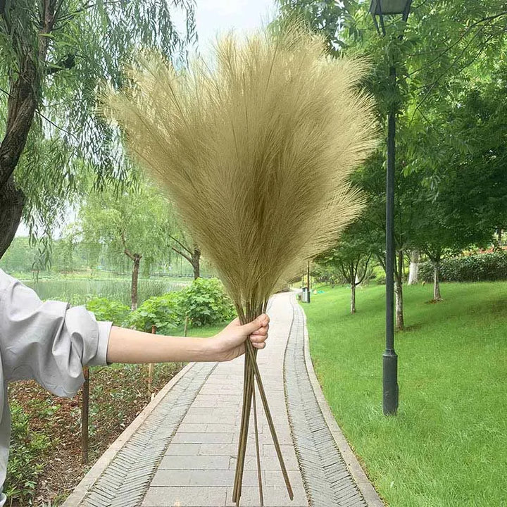 5 stycken 100 cm konstgjord pampasgräs torkad blomsterbukett bröllopsfestdekoration hemrum DIY konstgjorda växter dekorationstillbehör