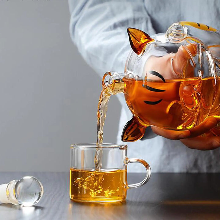Kattformad Glaskaraff med Stoppare, Dryckeshållare, 1000ml för Middagsfest Dekoration, Present