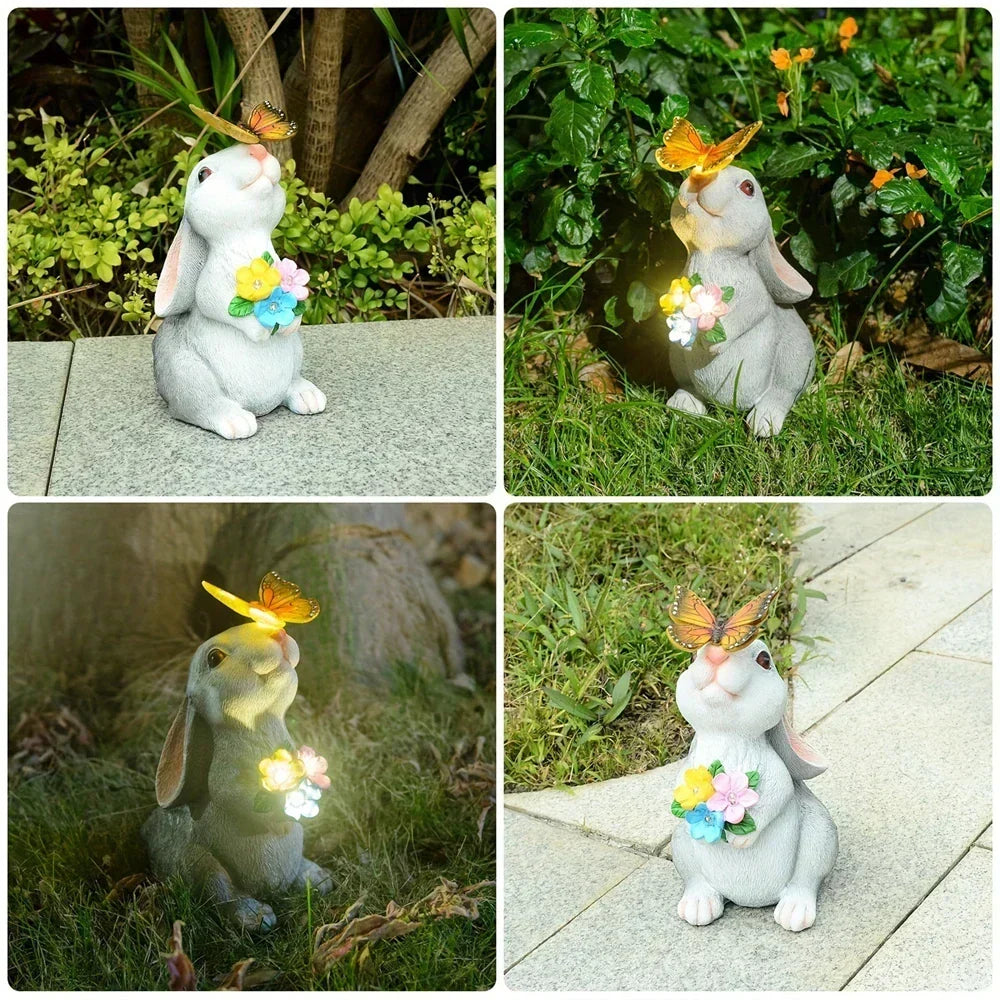 Fjäril och Blomma Kanin Trädgårdslampa