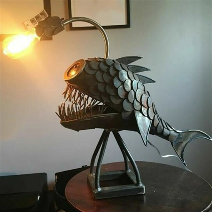 Bordslampa - RusticFish - Justerbar belysning - Handgjord konstnärlig charm