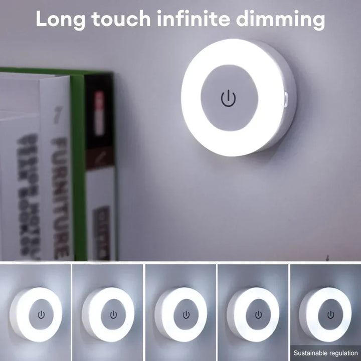 LUMORA Touch LED Nattlampa | USB Uppladdningsbar | Magnetisk &amp; Steglös Dämpning | Varm &amp; Kall Ljus