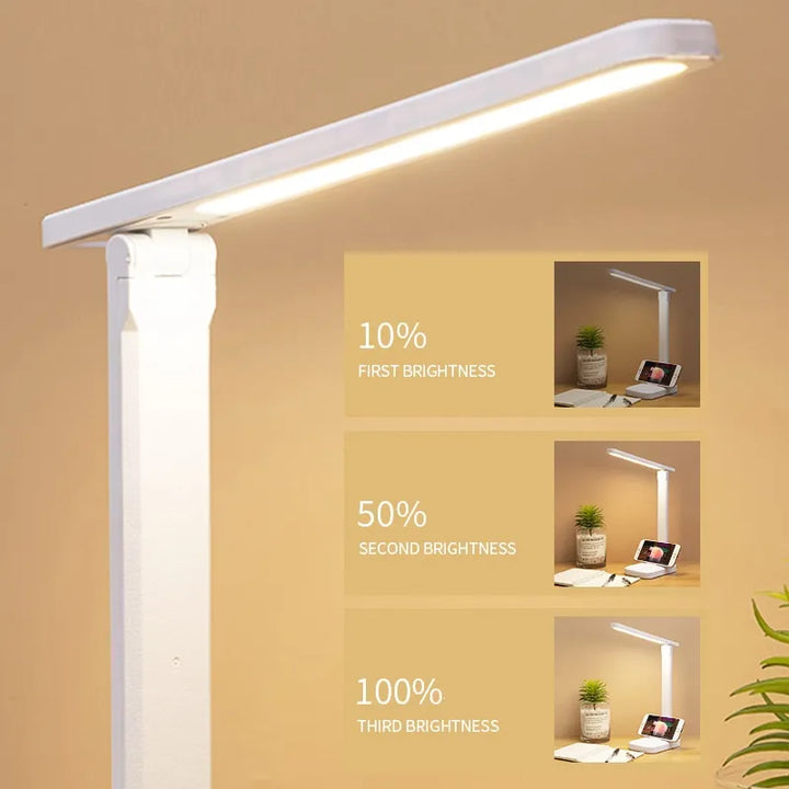 6000mAh uppladdningsbar LED-bordslampa USB 3 färger steglös dimbar skrivbordslampa touch vikbar ögonvänlig läs- och nattlampa