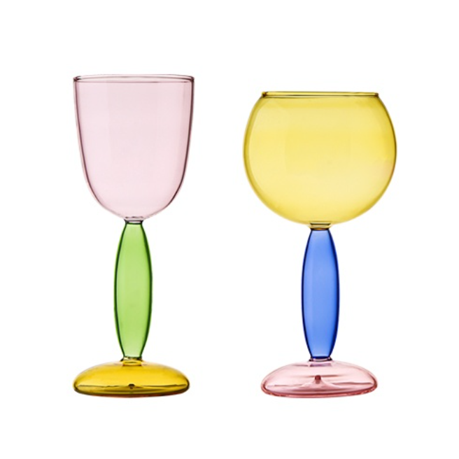 Borosilikat 3-färgers Glas - Vinglas