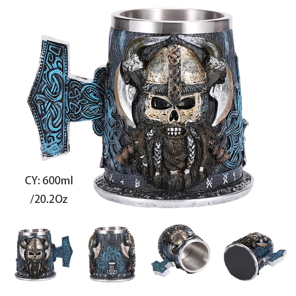Medeltida Drak Resin Rostfritt Stål Mugg som Kaffe Mugg eller Te Mugg