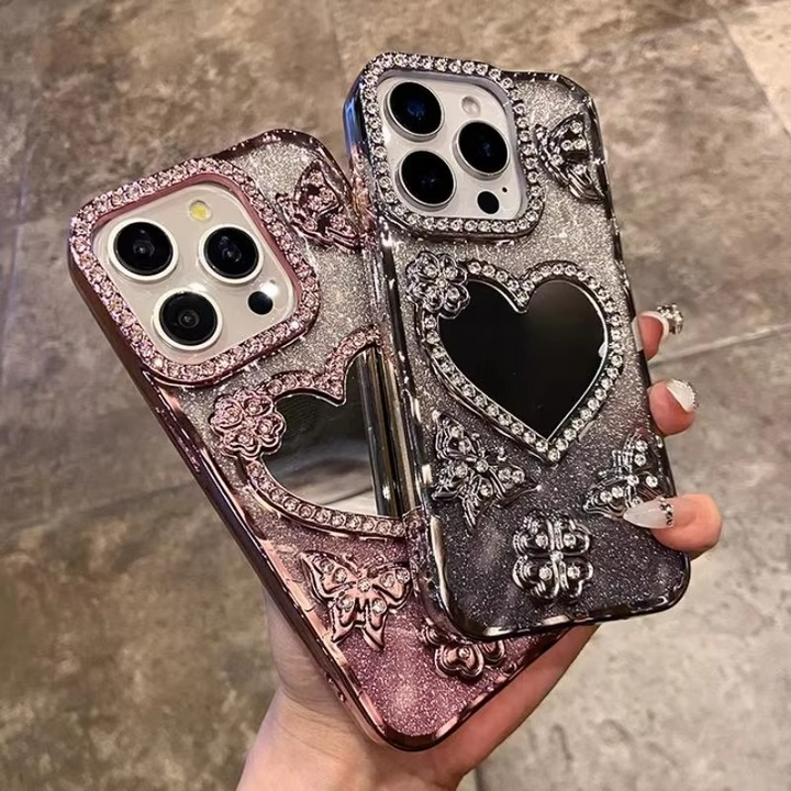 Fjäril Glittrande Diamant Spegel Fodral för iPhone