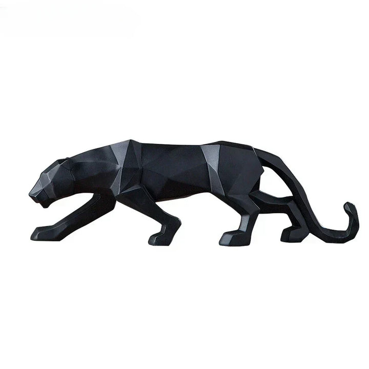 Pantherstaty, Djurfigur, Abstrakt Geometrisk Stil, Resin, Leopard Skulptur, Hemmakontor, Skrivbordsdekoration, Hantverk