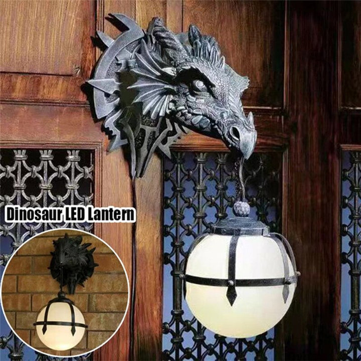 LED-lampa med drakhuvud i resin för unik Halloween-dekoration