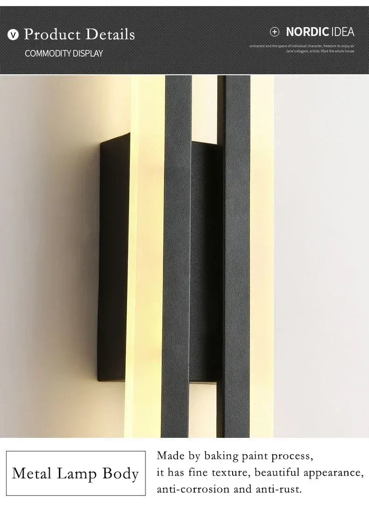 Modern LED Vägglampa: Svart/Guld Akryl Rumsdekoration Ljus