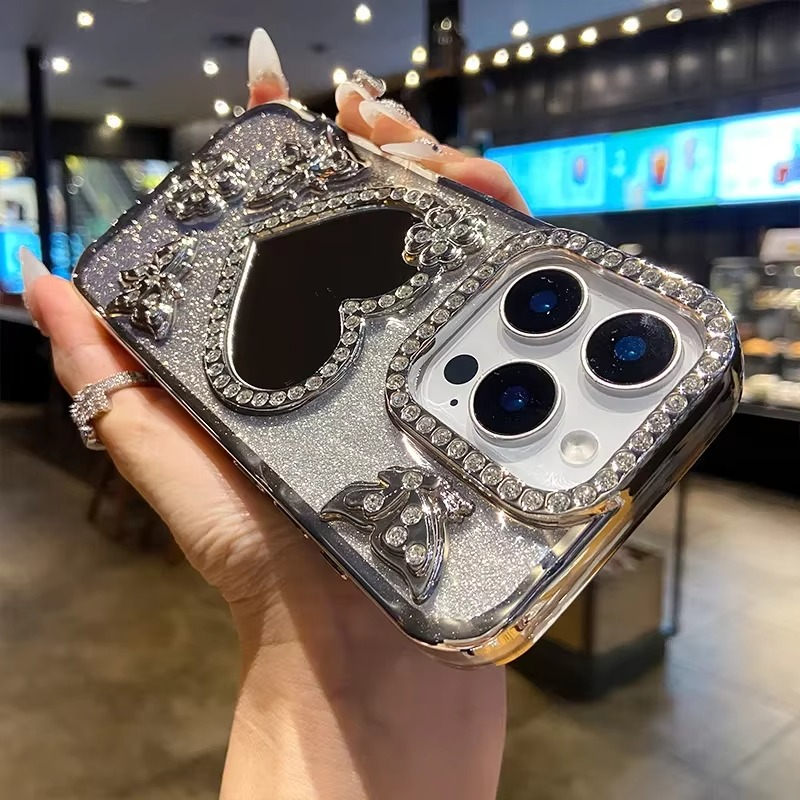 Fjäril Glittrande Diamant Spegel Fodral för iPhone