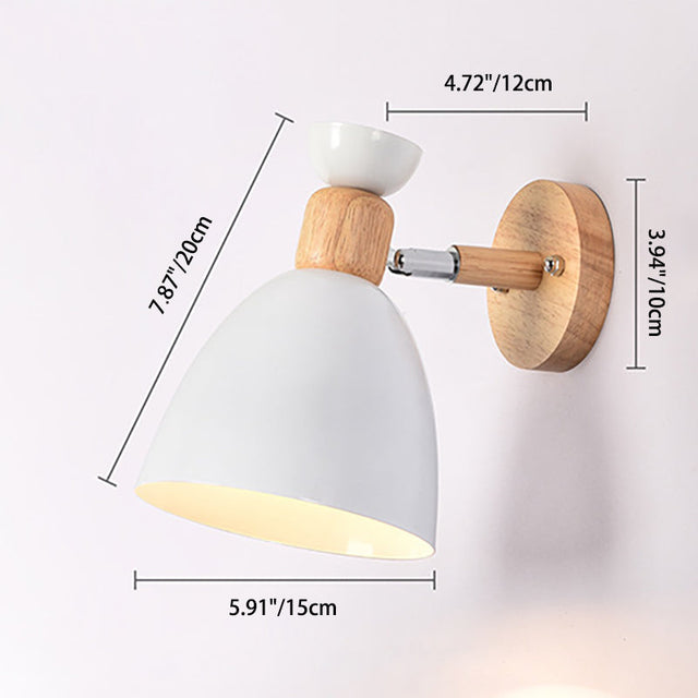 Modern Minimalistisk Rund Horn Aluminium Trä 1-Ljuskälla Vägglampa för Sovrum
