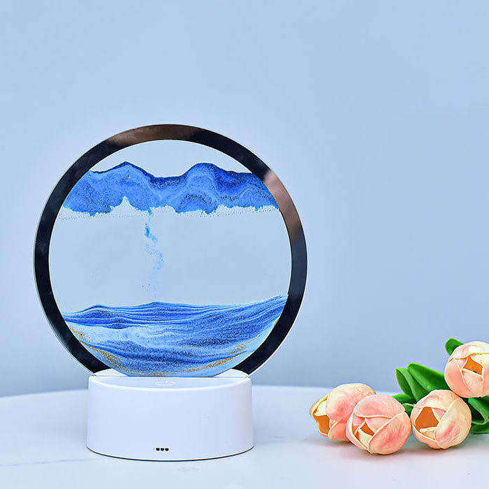 Kreativ Rund Timglas Quicksand 3D LED Nattlampa Bordslampa