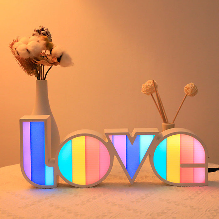 Modern Art Deco vattentät PS LOVE bokstäver LED bordslampa för sovrummet