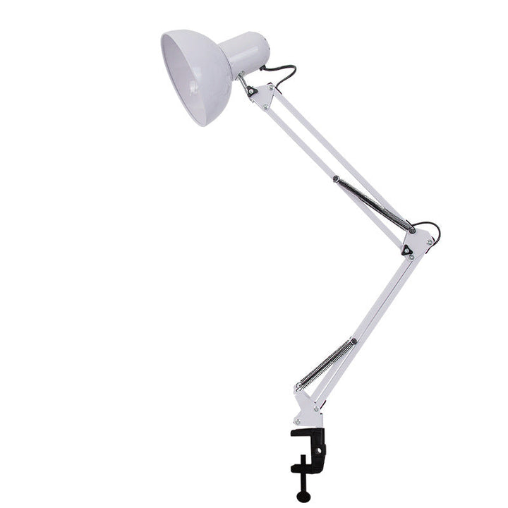 Modern minimalist justerbar bordslampa med lång arm och klämma tillverkad av ABS med 1 ljuskälla för sovrummet