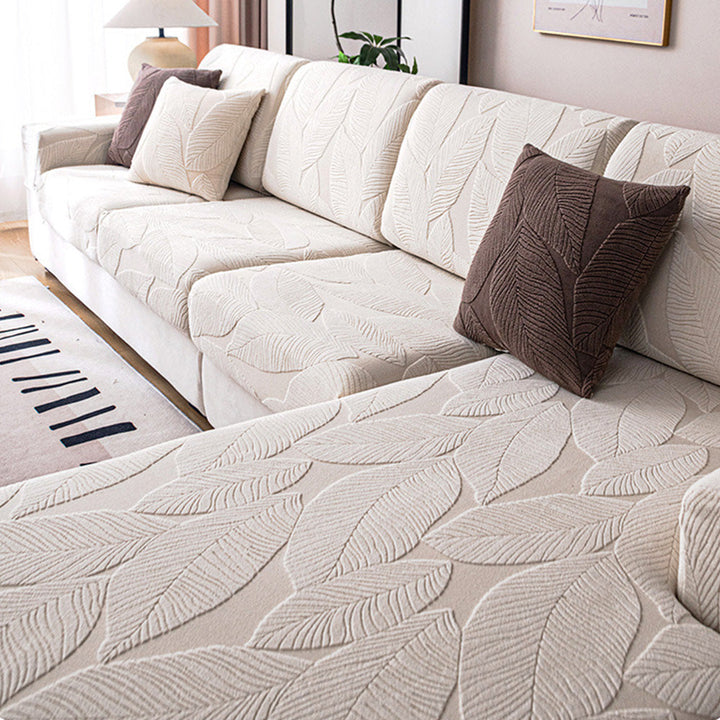 Modern Leaf Jacquard Vattentät Anti-Scratch Stretch Full Cover Sofföverdrag