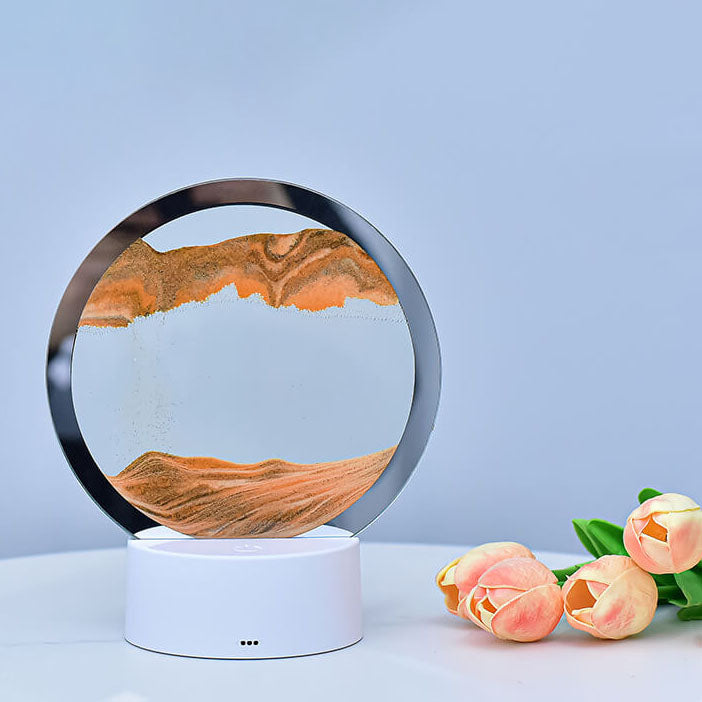 Kreativ Rund Timglas Quicksand 3D LED Nattlampa Bordslampa