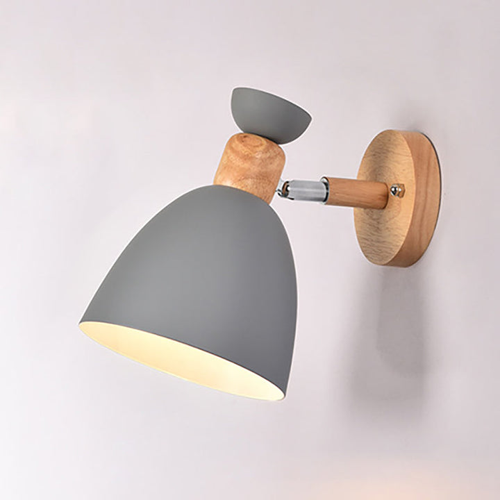 Modern Minimalistisk Rund Horn Aluminium Trä 1-Ljuskälla Vägglampa för Sovrum