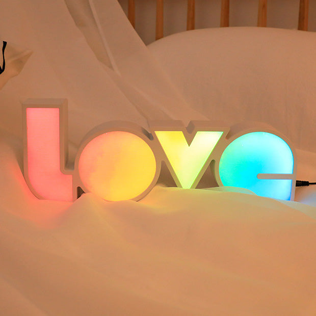 Modern Art Deco vattentät PS LOVE bokstäver LED bordslampa för sovrummet