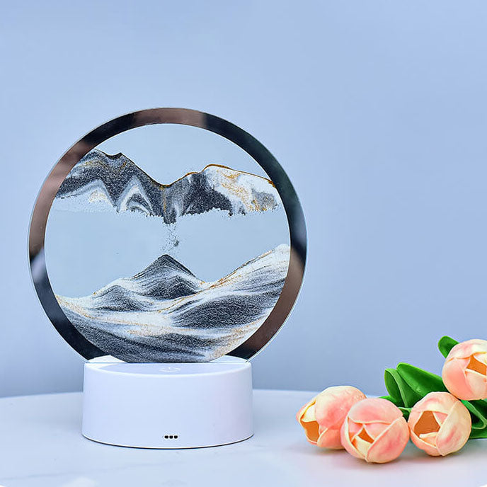 Kreativ Rund Timglas Quicksand 3D LED Nattlampa Bordslampa