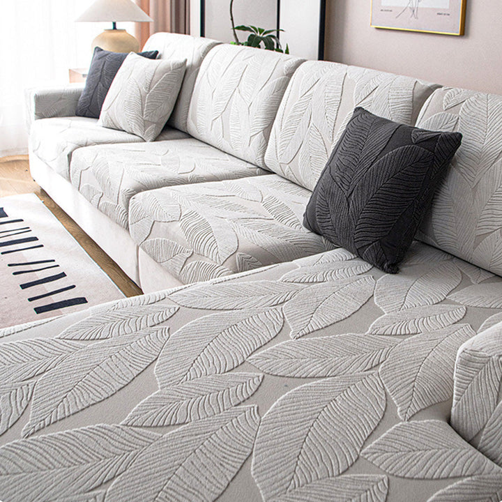 Modern Leaf Jacquard Vattentät Anti-Scratch Stretch Full Cover Sofföverdrag
