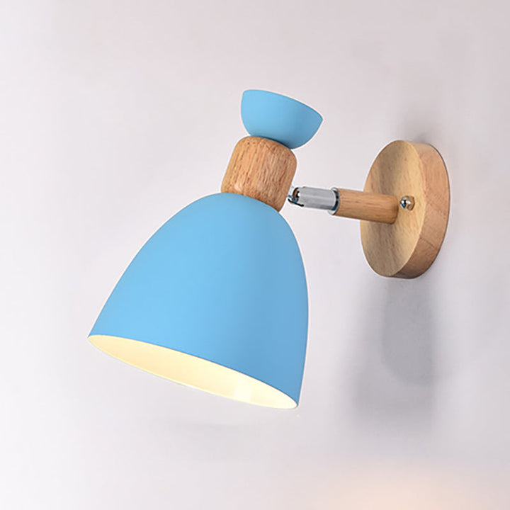 Modern Minimalistisk Rund Horn Aluminium Trä 1-Ljuskälla Vägglampa för Sovrum