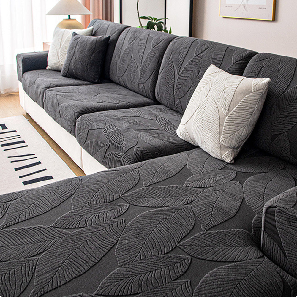 Modern Leaf Jacquard Vattentät Anti-Scratch Stretch Full Cover Sofföverdrag