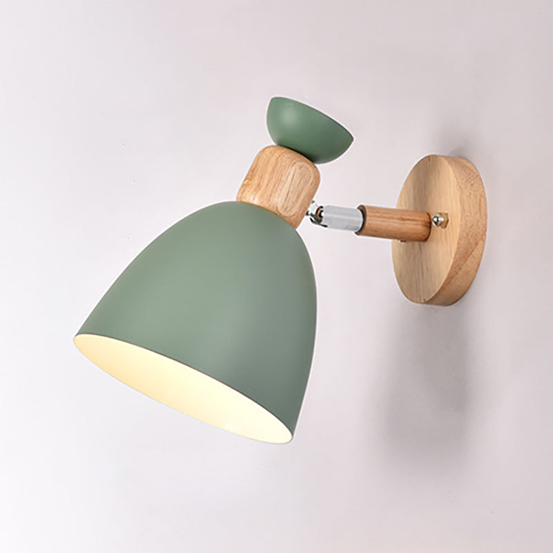 Modern Minimalistisk Rund Horn Aluminium Trä 1-Ljuskälla Vägglampa för Sovrum