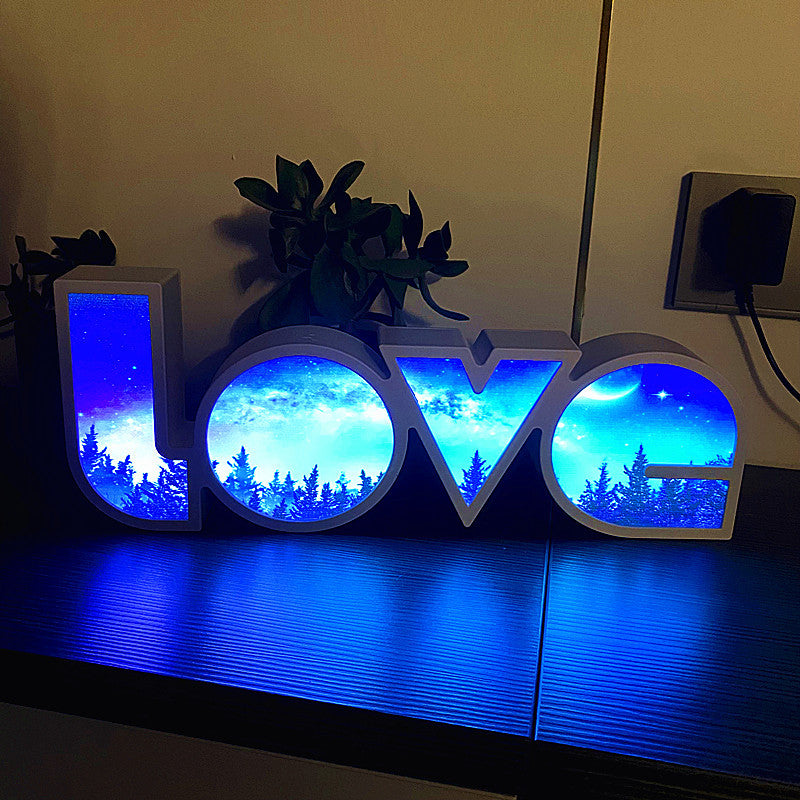 Modern Art Deco vattentät PS LOVE bokstäver LED bordslampa för sovrummet