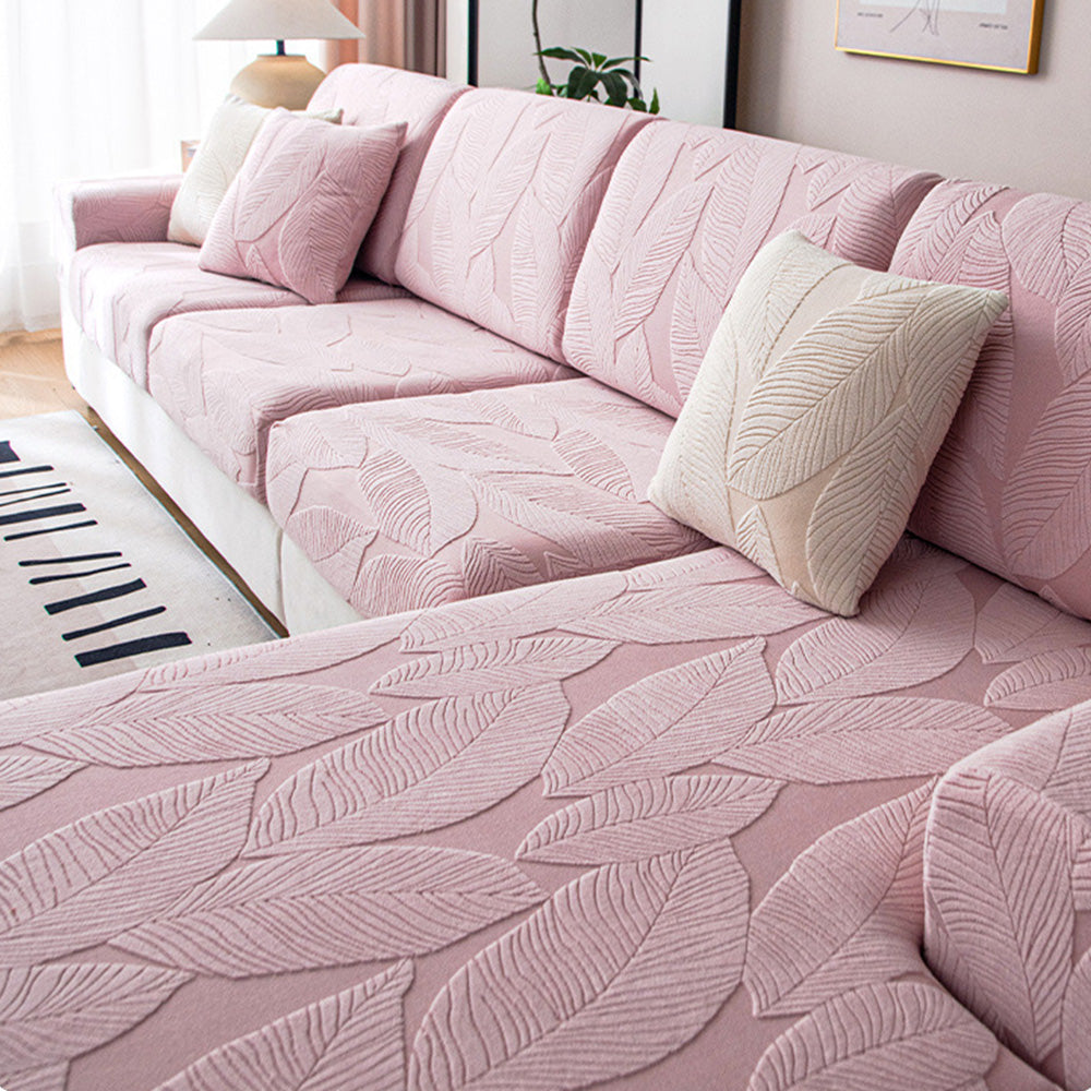Modern Leaf Jacquard Vattentät Anti-Scratch Stretch Full Cover Sofföverdrag